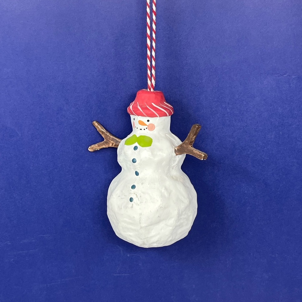 Crate & Barrel Paper Machete Snowman ornament